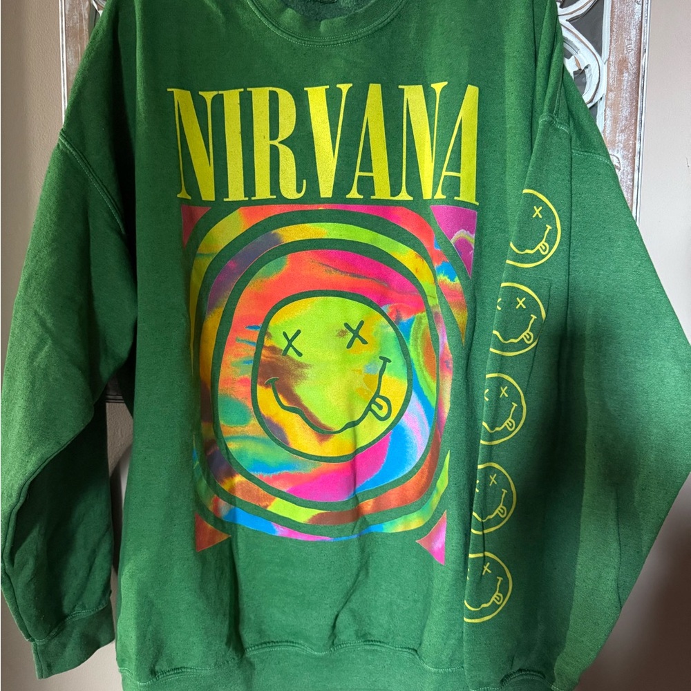 Nirvana Green Graphic Womens Sweatshirt